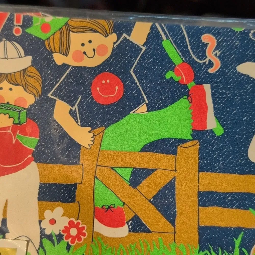 Vintage Buzza Kids Happy Birthday‎ Wrapping Paper NIP Rare